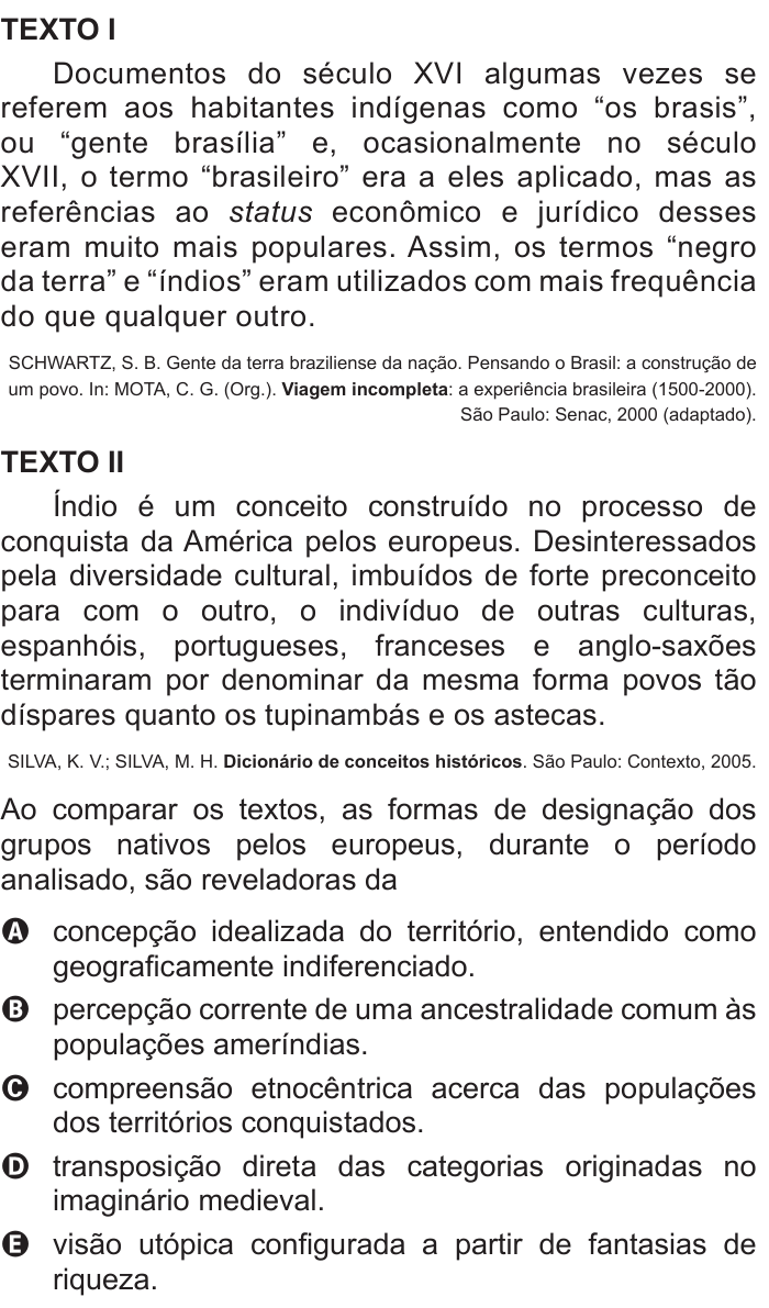 Questão 5 no caderno Azul do ENEM 2016
