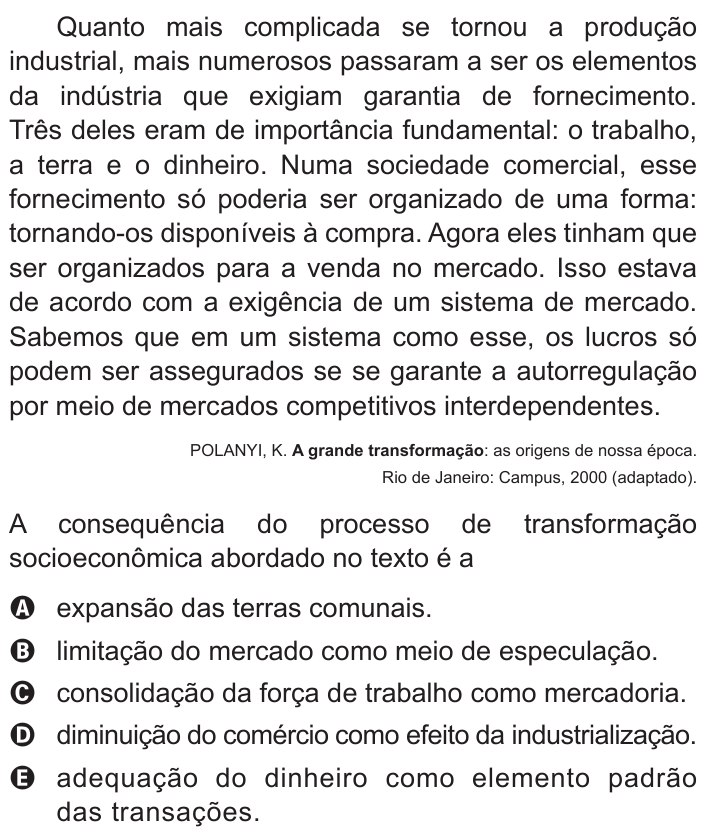 Questão 9 no caderno Azul do ENEM 2016