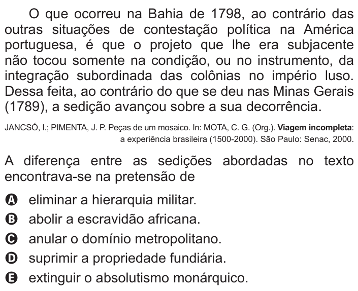 Questão 10 no caderno Azul do ENEM 2016