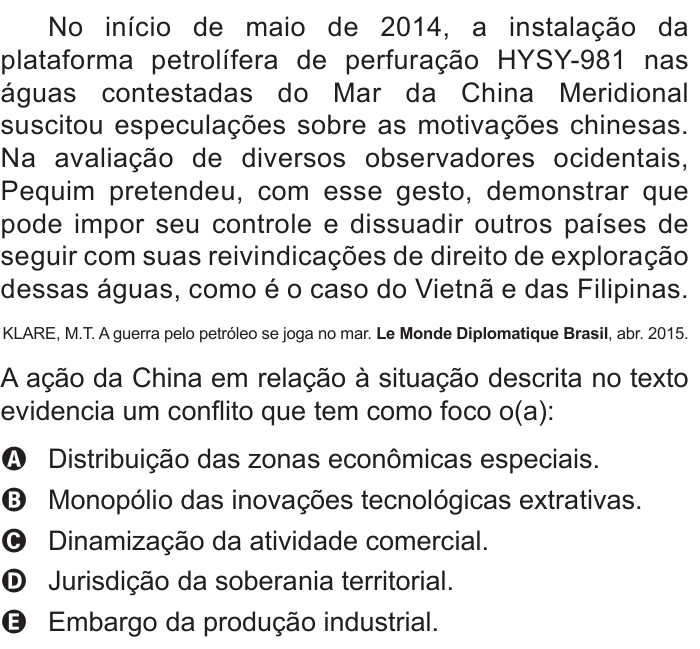 Questão 12 no caderno Azul do ENEM 2016