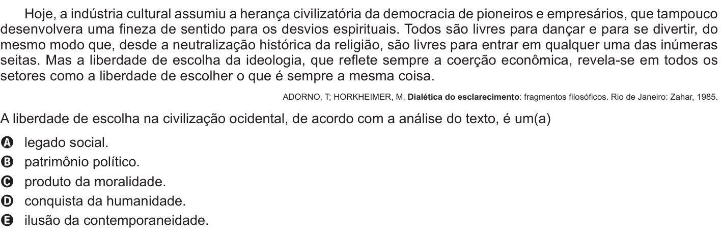 Questão 15 no caderno Azul do ENEM 2016