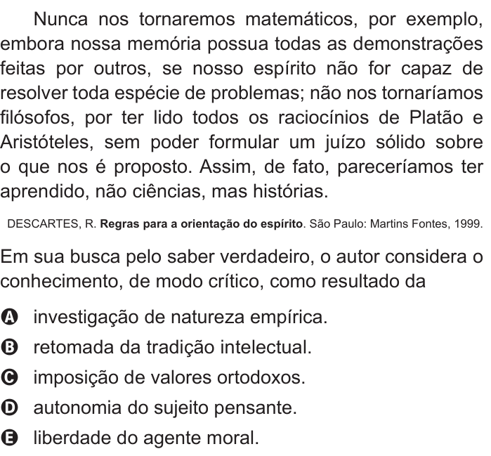 Questão 20 no caderno Azul do ENEM 2016