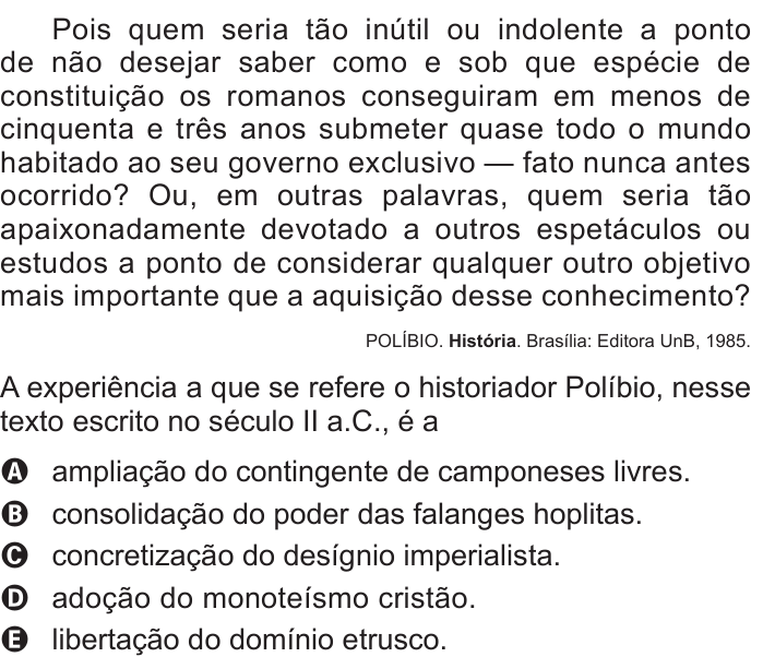 Questão 21 no caderno Azul do ENEM 2016