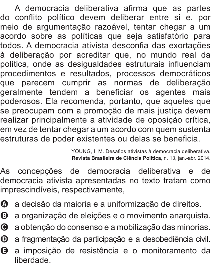 Questão 24 no caderno Azul do ENEM 2016