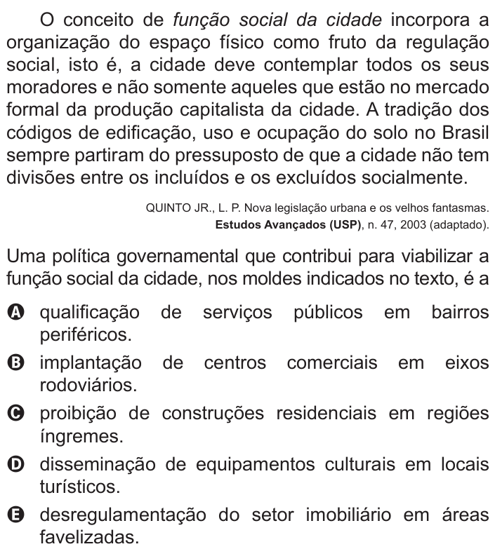 Questão 29 no caderno Azul do ENEM 2016