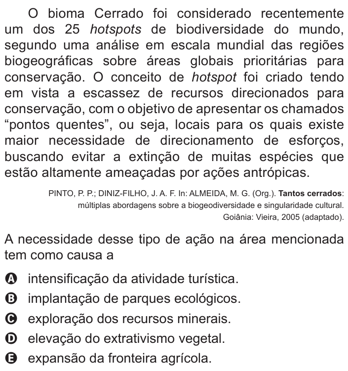 Questão 30 no caderno Azul do ENEM 2016