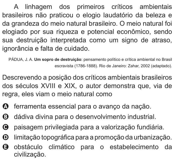 Questão 34 no caderno Azul do ENEM 2016