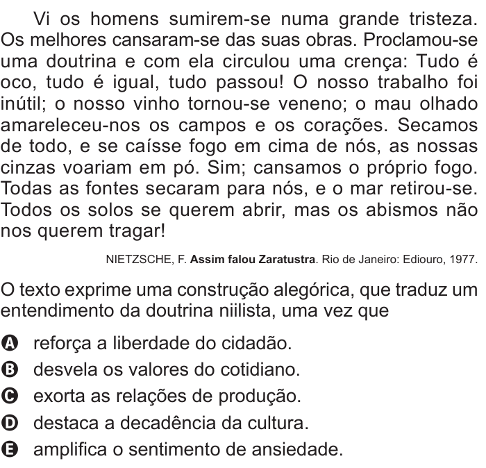 Questão 37 no caderno Azul do ENEM 2016