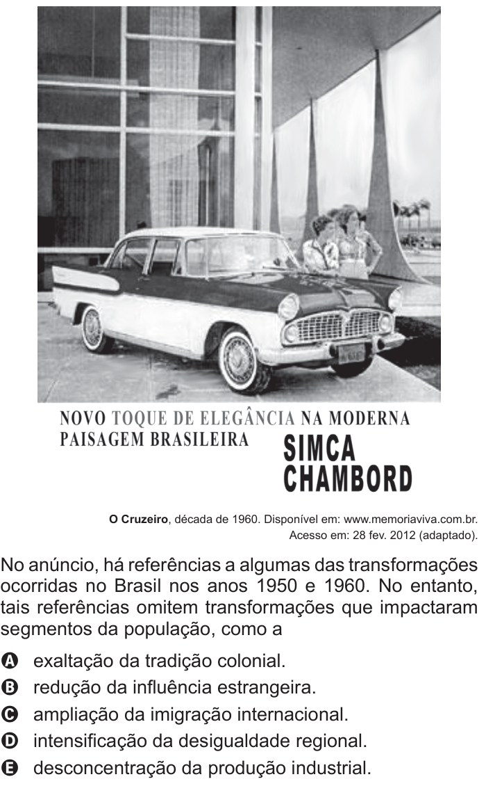 Questão 38 no caderno Azul do ENEM 2016