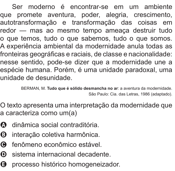 Questão 41 no caderno Azul do ENEM 2016