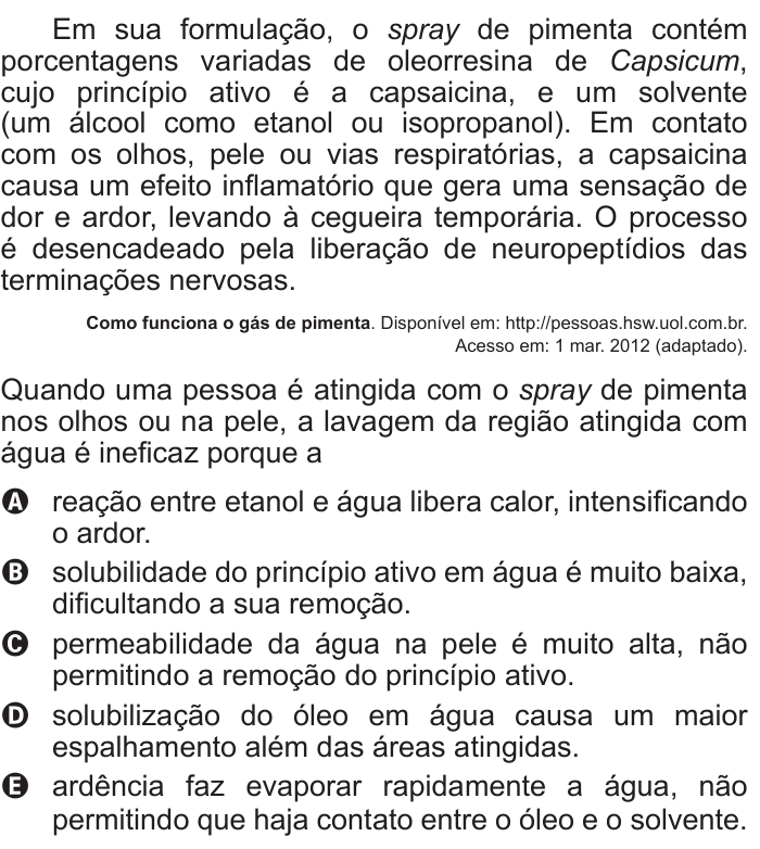 Questão 46 no caderno Azul do ENEM 2016