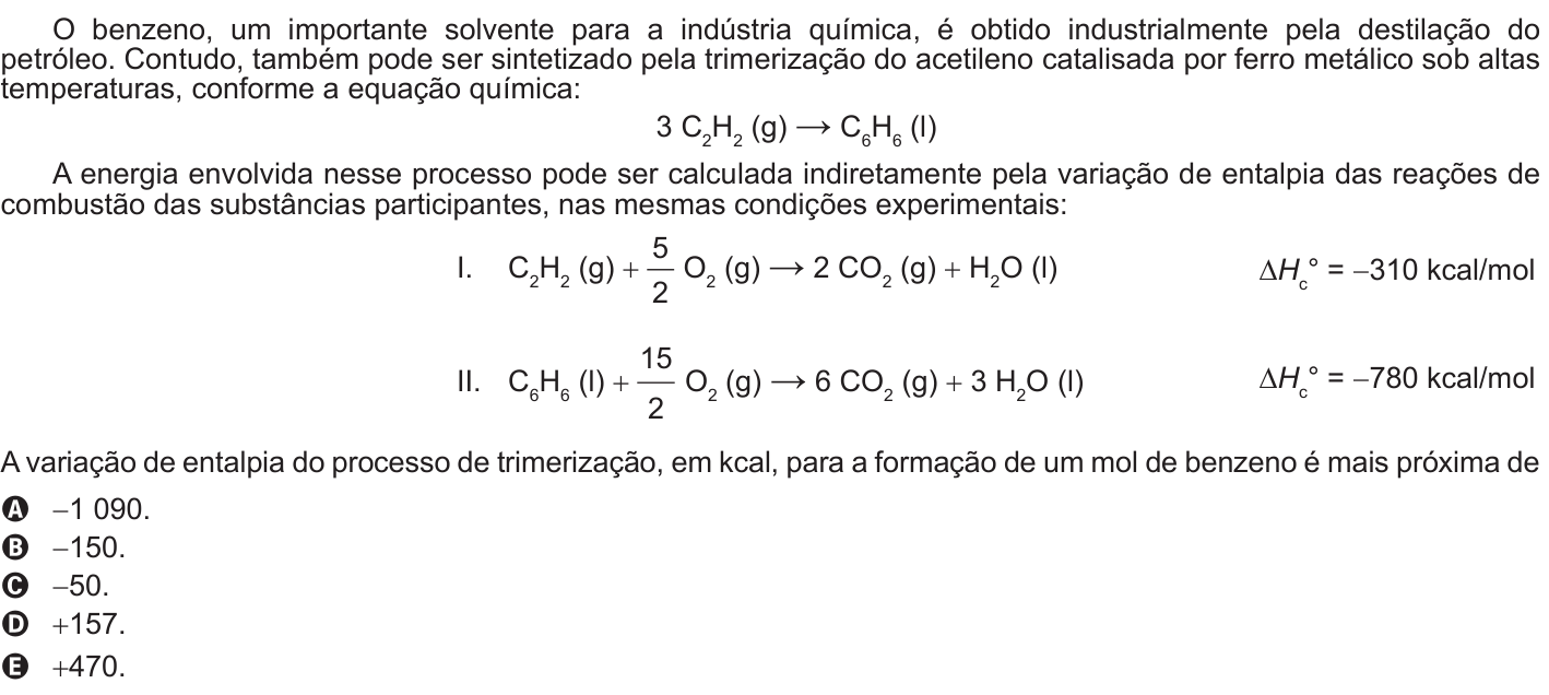 Questão 50 no caderno Azul do ENEM 2016