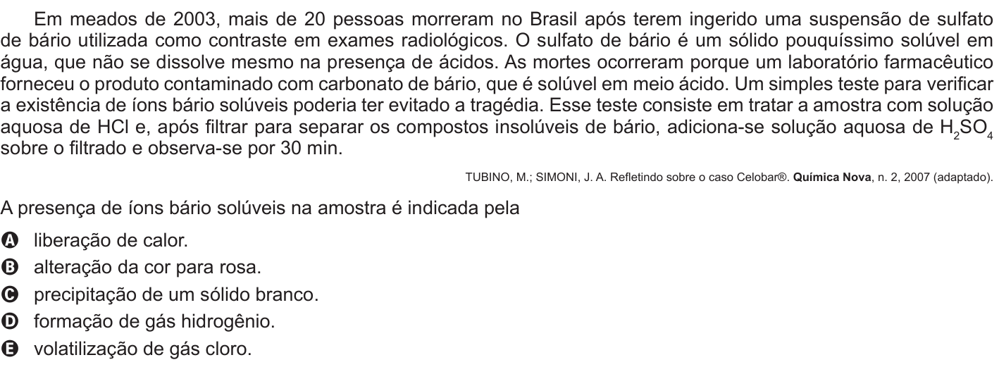 Questão 51 no caderno Azul do ENEM 2016