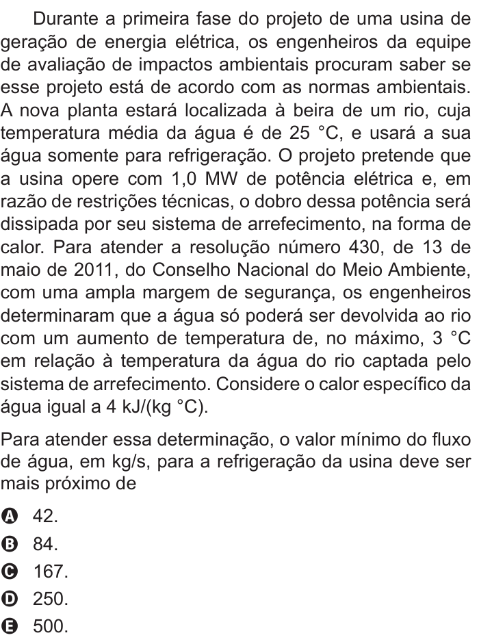 Questão 54 no caderno Azul do ENEM 2016