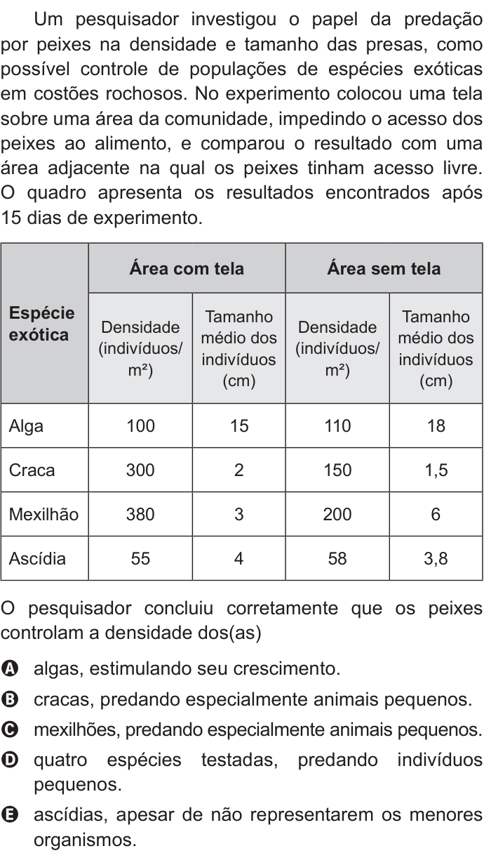 Questão 61 no caderno Azul do ENEM 2016