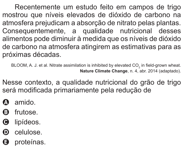Questão 69 no caderno Azul do ENEM 2016