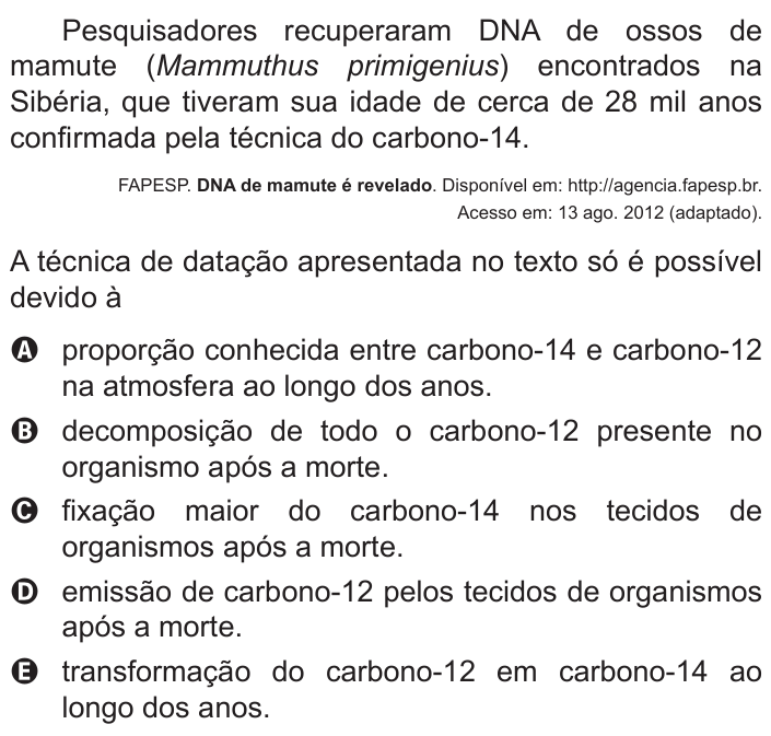 Questão 70 no caderno Azul do ENEM 2016