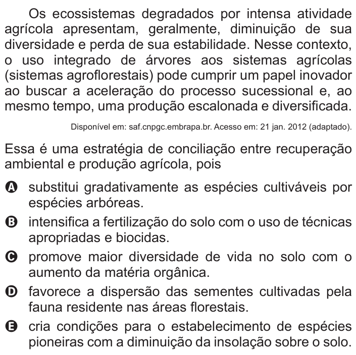 Questão 73 no caderno Azul do ENEM 2016
