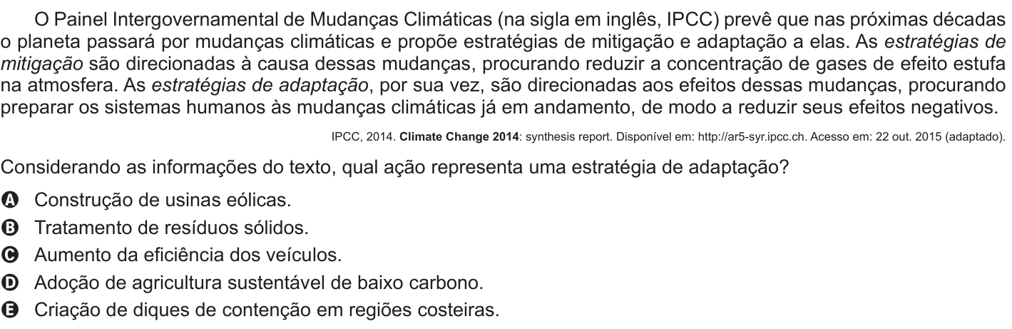 Questão 80 no caderno Azul do ENEM 2016