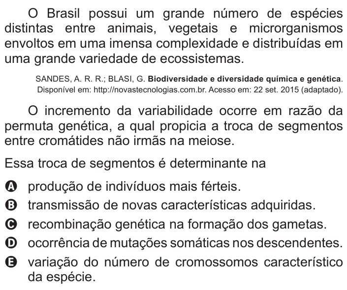 Questão 83 no caderno Azul do ENEM 2016