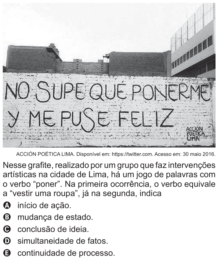 Questão 95 no caderno Azul do ENEM 2016