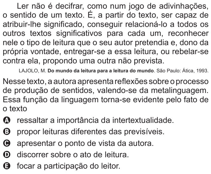 Questão 96 no caderno Azul do ENEM 2016