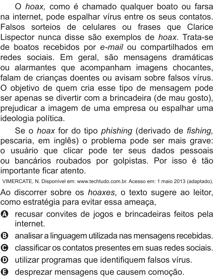 Questão 97 no caderno Azul do ENEM 2016