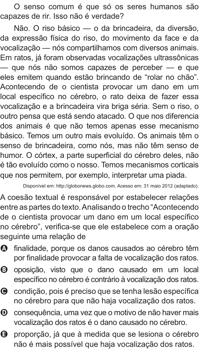 Questão 101 no caderno Azul do ENEM 2016