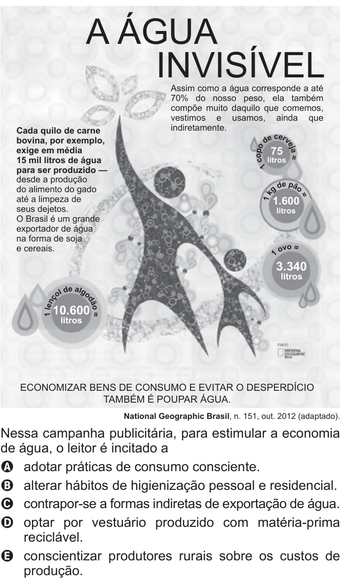 Questão 105 no caderno Azul do ENEM 2016