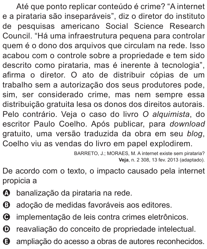 Questão 106 no caderno Azul do ENEM 2016