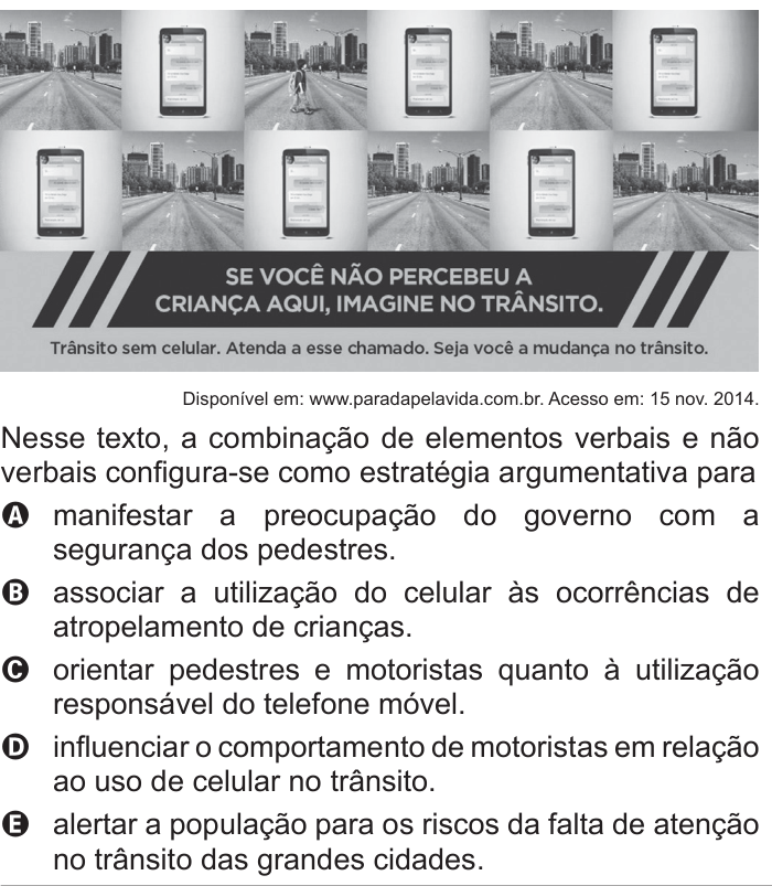 Questão 109 no caderno Azul do ENEM 2016