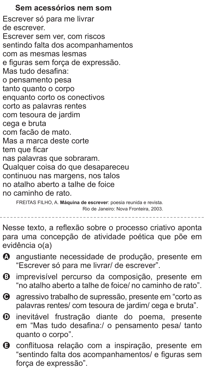 Questão 113 no caderno Azul do ENEM 2016
