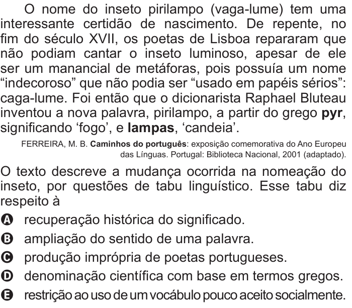 Questão 115 no caderno Azul do ENEM 2016