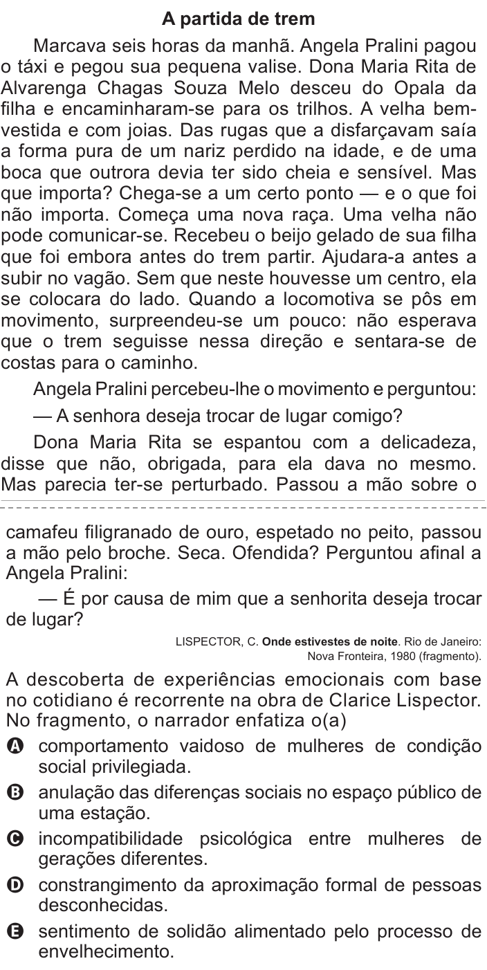 Questão 119 no caderno Azul do ENEM 2016