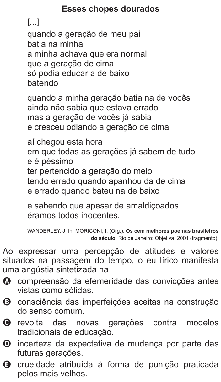 Questão 120 no caderno Azul do ENEM 2016