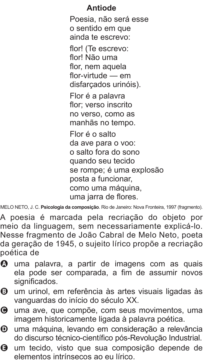Questão 121 no caderno Azul do ENEM 2016