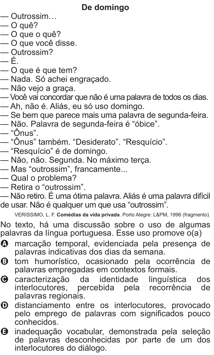 Questão 124 no caderno Azul do ENEM 2016