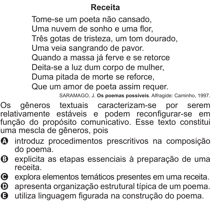Questão 125 no caderno Azul do ENEM 2016