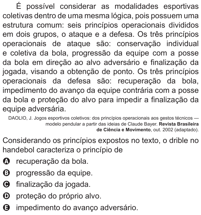 Questão 130 no caderno Azul do ENEM 2016