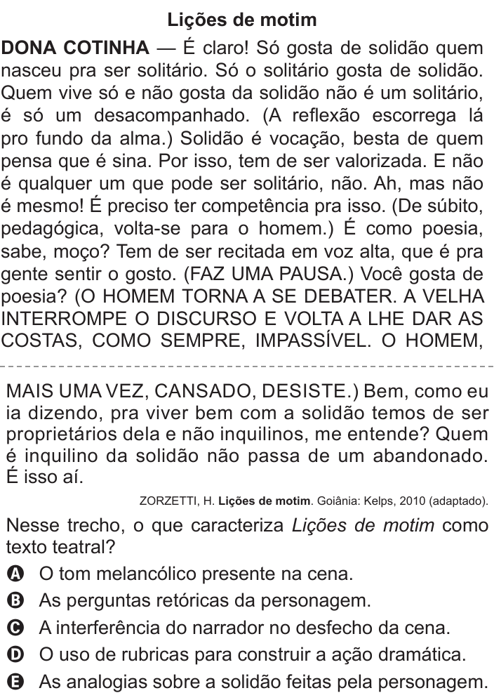 Questão 133 no caderno Azul do ENEM 2016