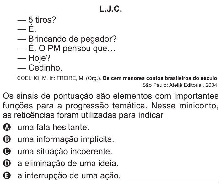 Questão 135 no caderno Azul do ENEM 2016