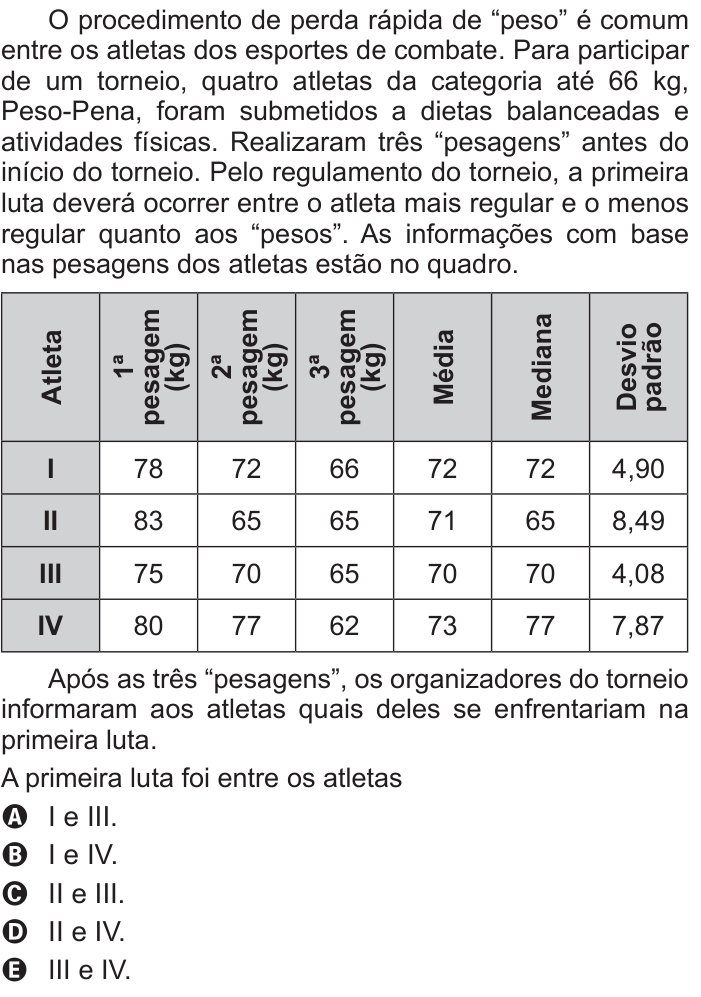 Questão 140 no caderno Azul do ENEM 2016