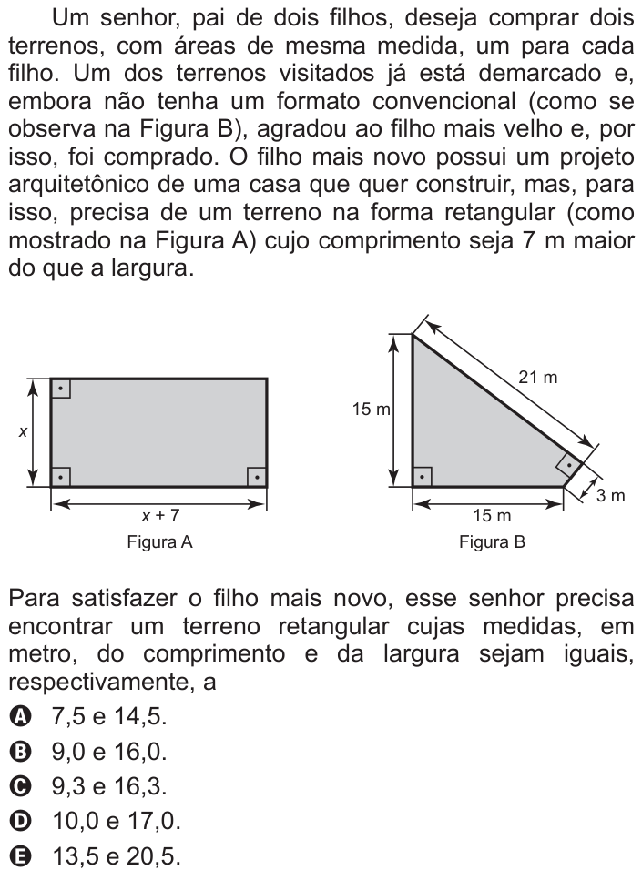 Questão 143 no caderno Azul do ENEM 2016