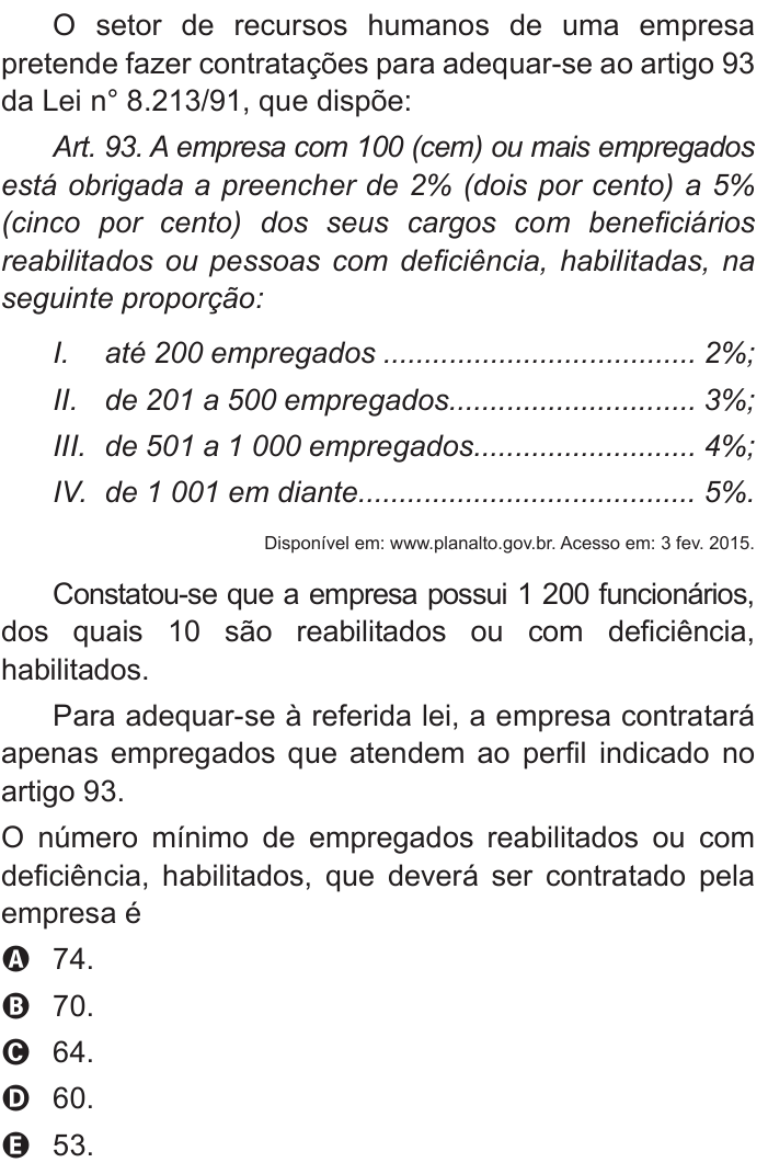 Questão 145 no caderno Azul do ENEM 2016