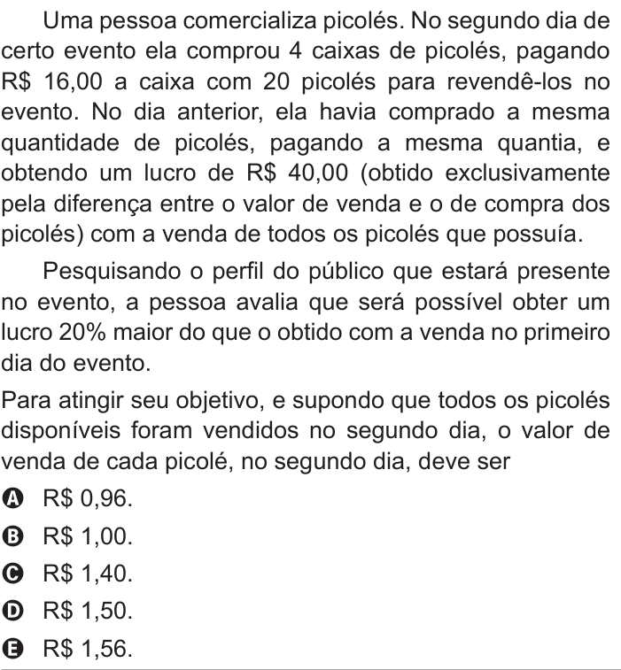 Questão 146 no caderno Azul do ENEM 2016