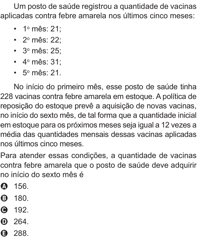 Questão 159 no caderno Azul do ENEM 2016