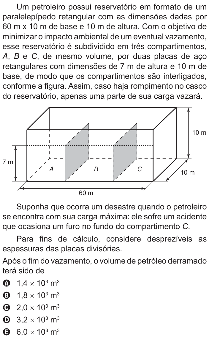 Questão 161 no caderno Azul do ENEM 2016