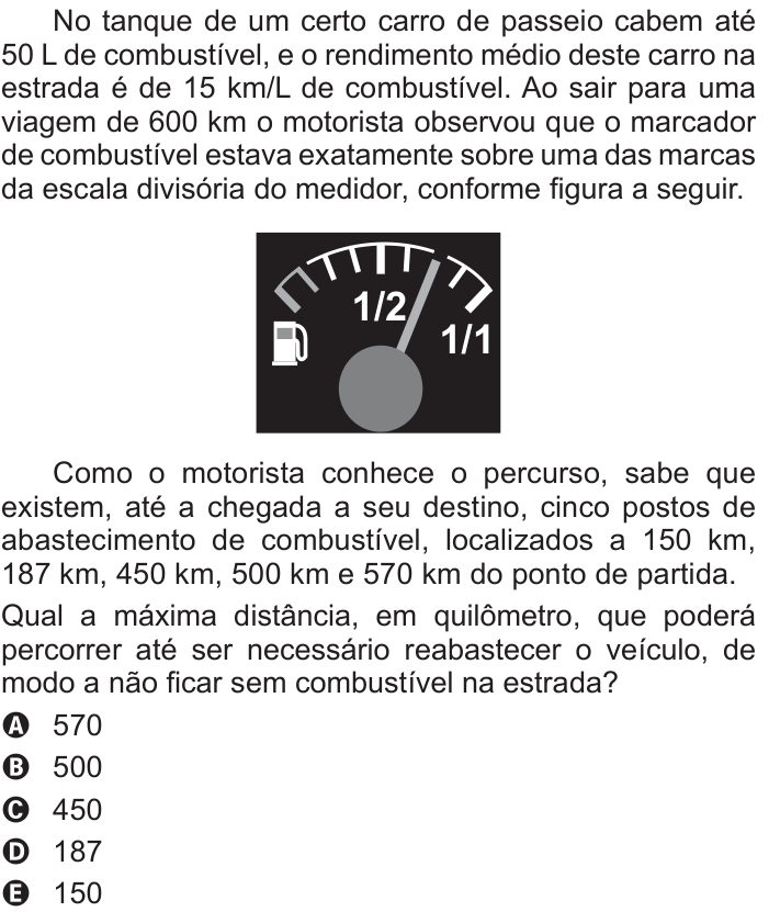 Questão 164 no caderno Azul do ENEM 2016