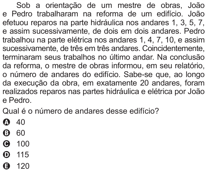 Questão 165 no caderno Azul do ENEM 2016