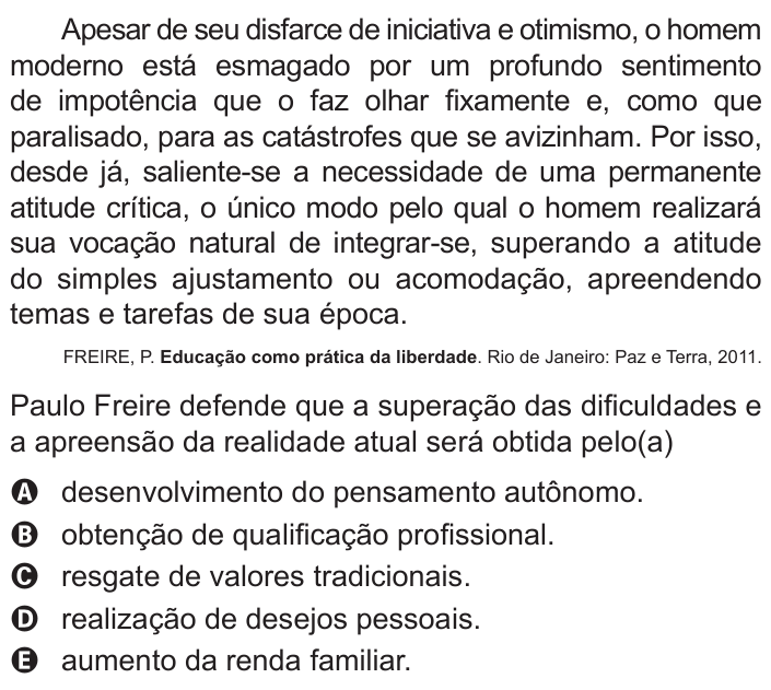 Questão 3 no caderno Azul do ENEM 2015